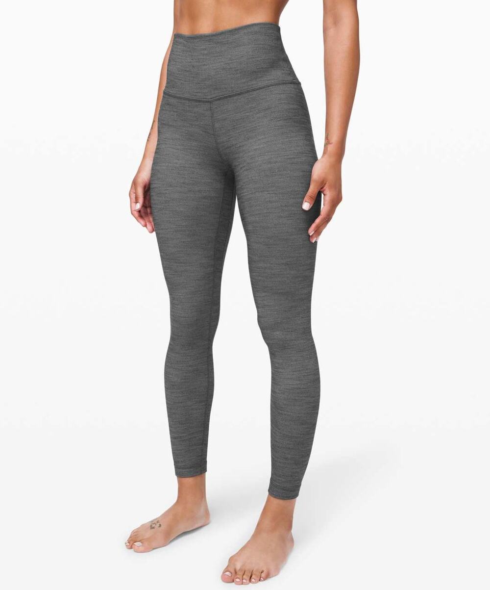 Lululemon Align Pant 25"  Herringbone Heathered Black Gray High Rise Leggings 2